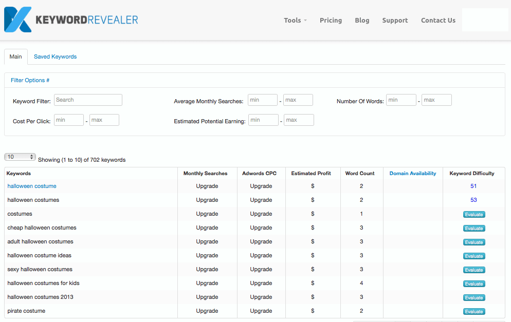 keyword revealer screenshot