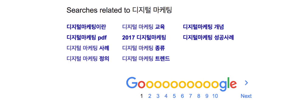 구글 연관 검색어 