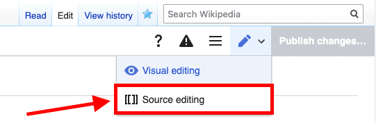 Wikipedia source editing