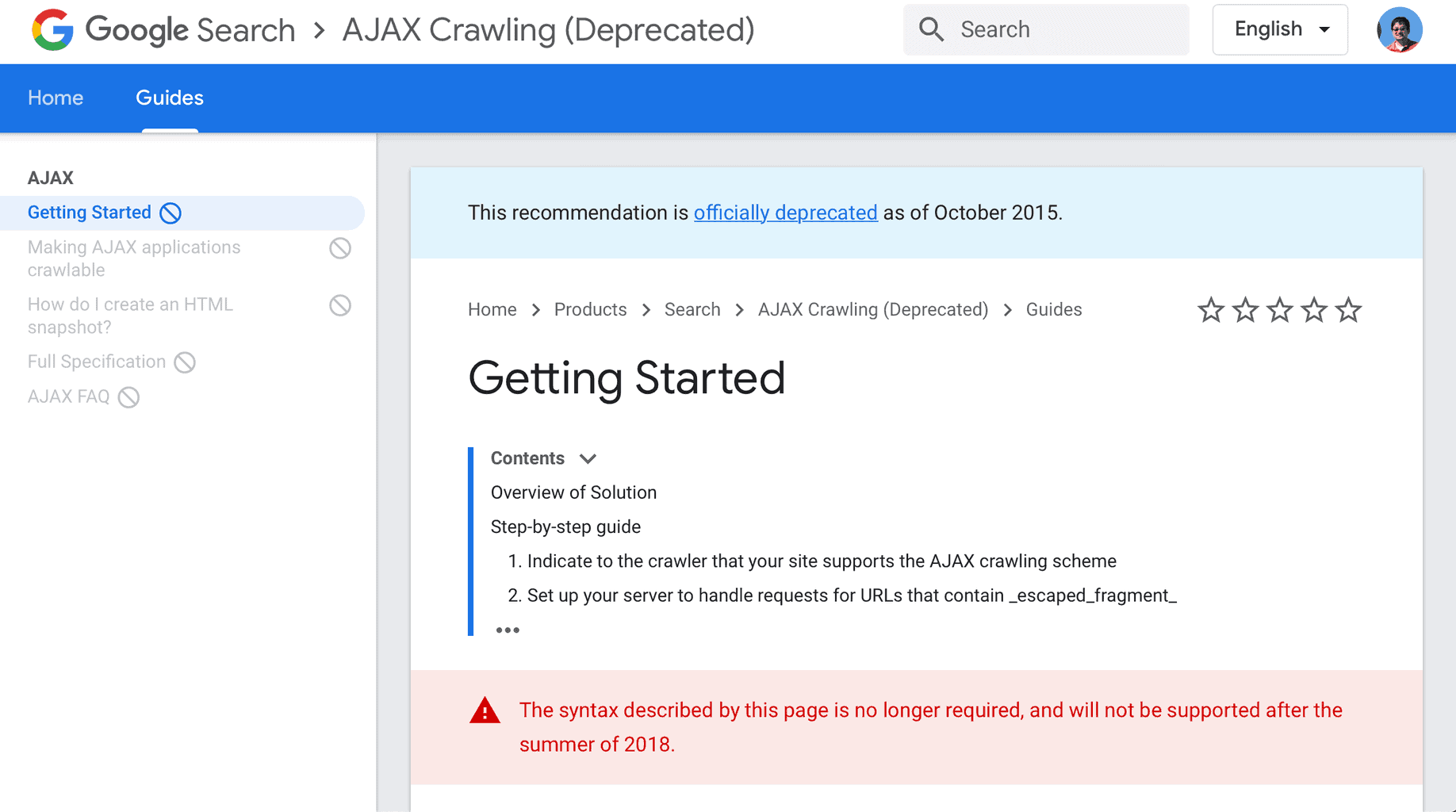 Deprecated Ajax Scheme