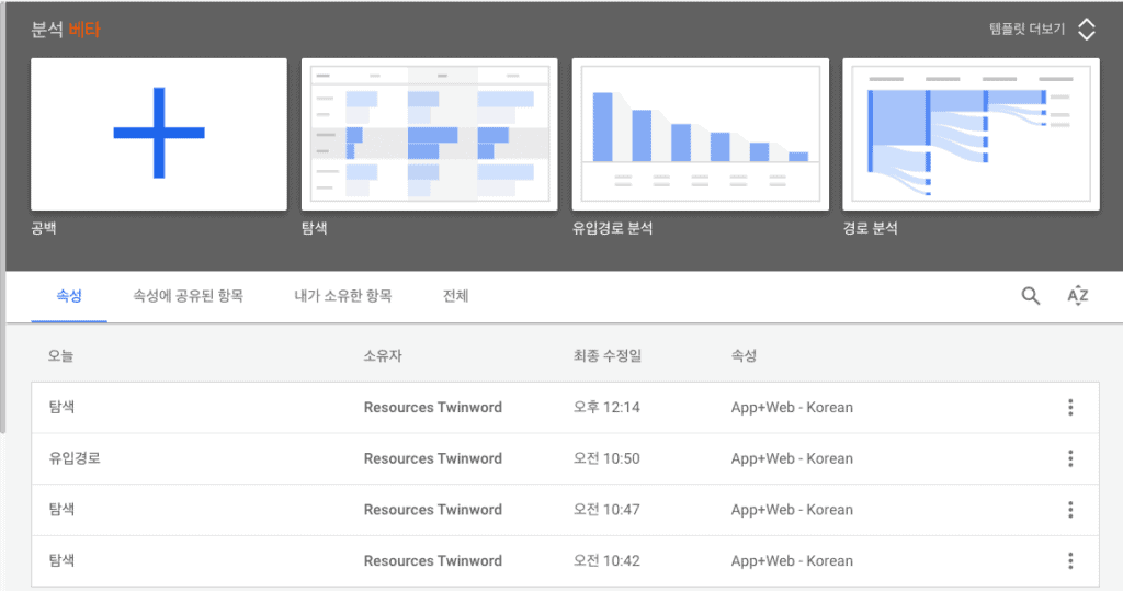 구글 애널리틱스 분석 허브