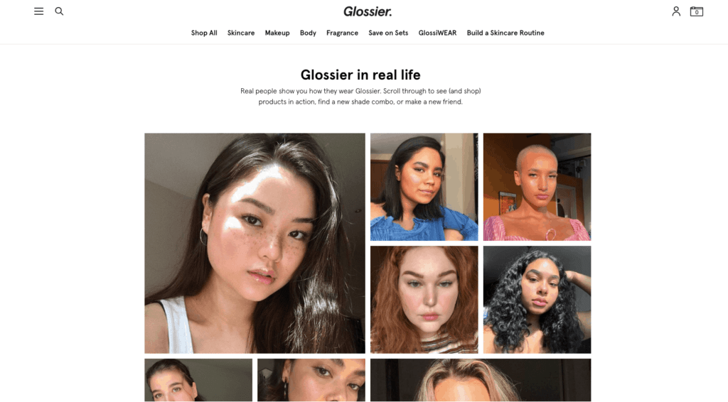 Glossier 고객리뷰 페이지