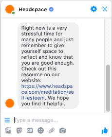 Headspace의 페이스북 메신저 답변