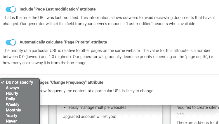 sitemap generator more options 